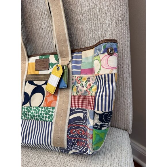 Coach Hampton Weekend Tote Bag Patchwork Handbag Purse Satchel Y2K - Picture 5 of 16
